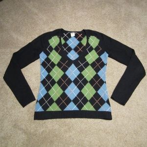 J. Crew V-Neck Argyle Sweater Wool/Angora/Cashmere
